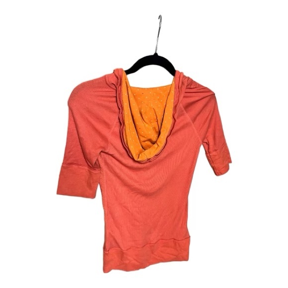 American Eagle Outfitters Medium Orange 3/4 length light hoodie button-up vneck - Picture 3 of 7